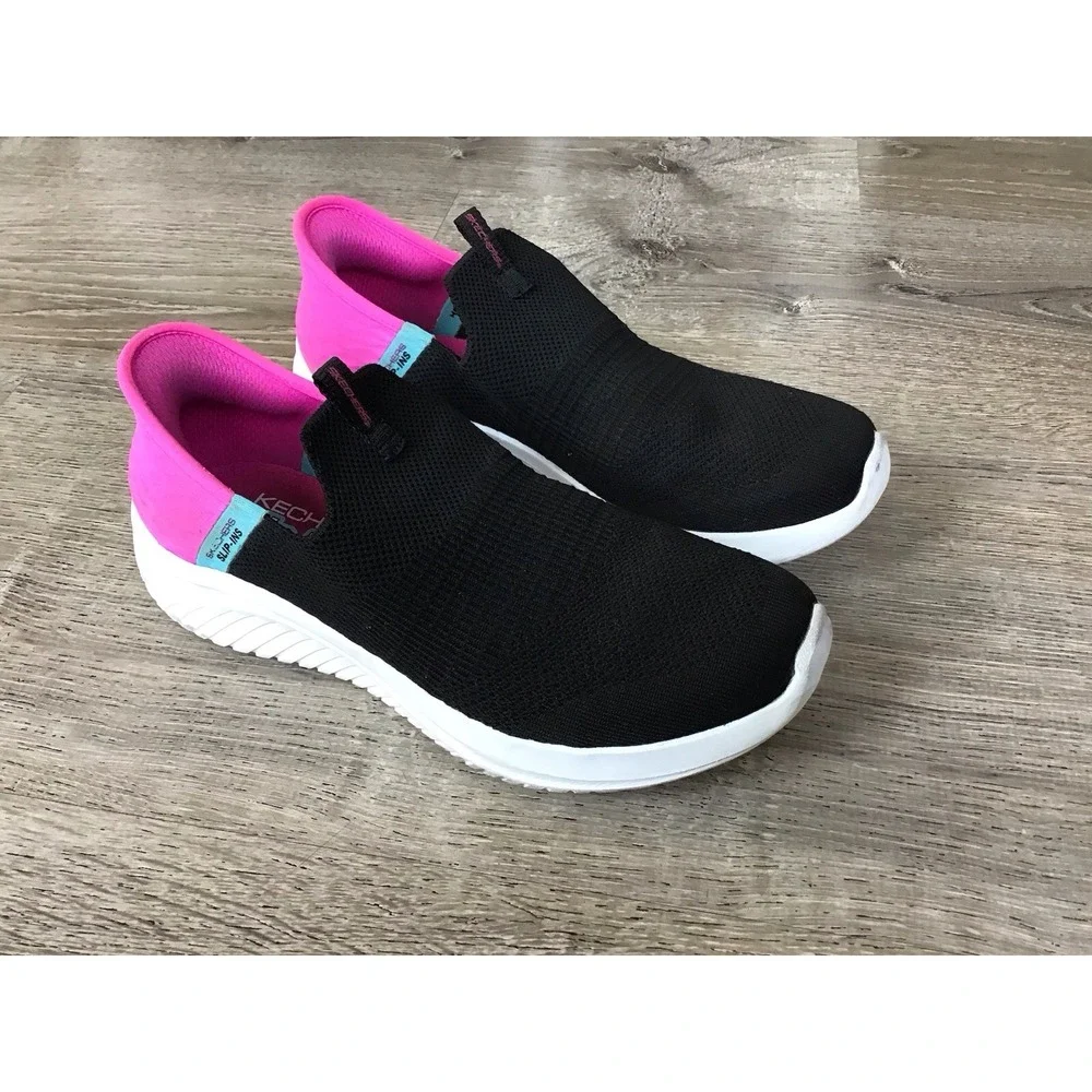 Skechers Kids 5 Ultra Flex 3.0 Fresh Time Slip On Memory Foam Trainers Sneakers